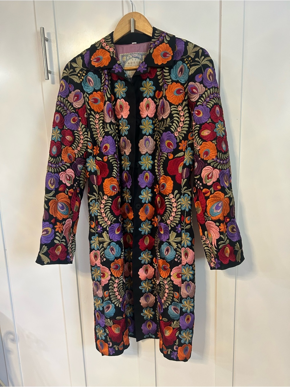 Johnny Was Biya Silk floral embroidered coat